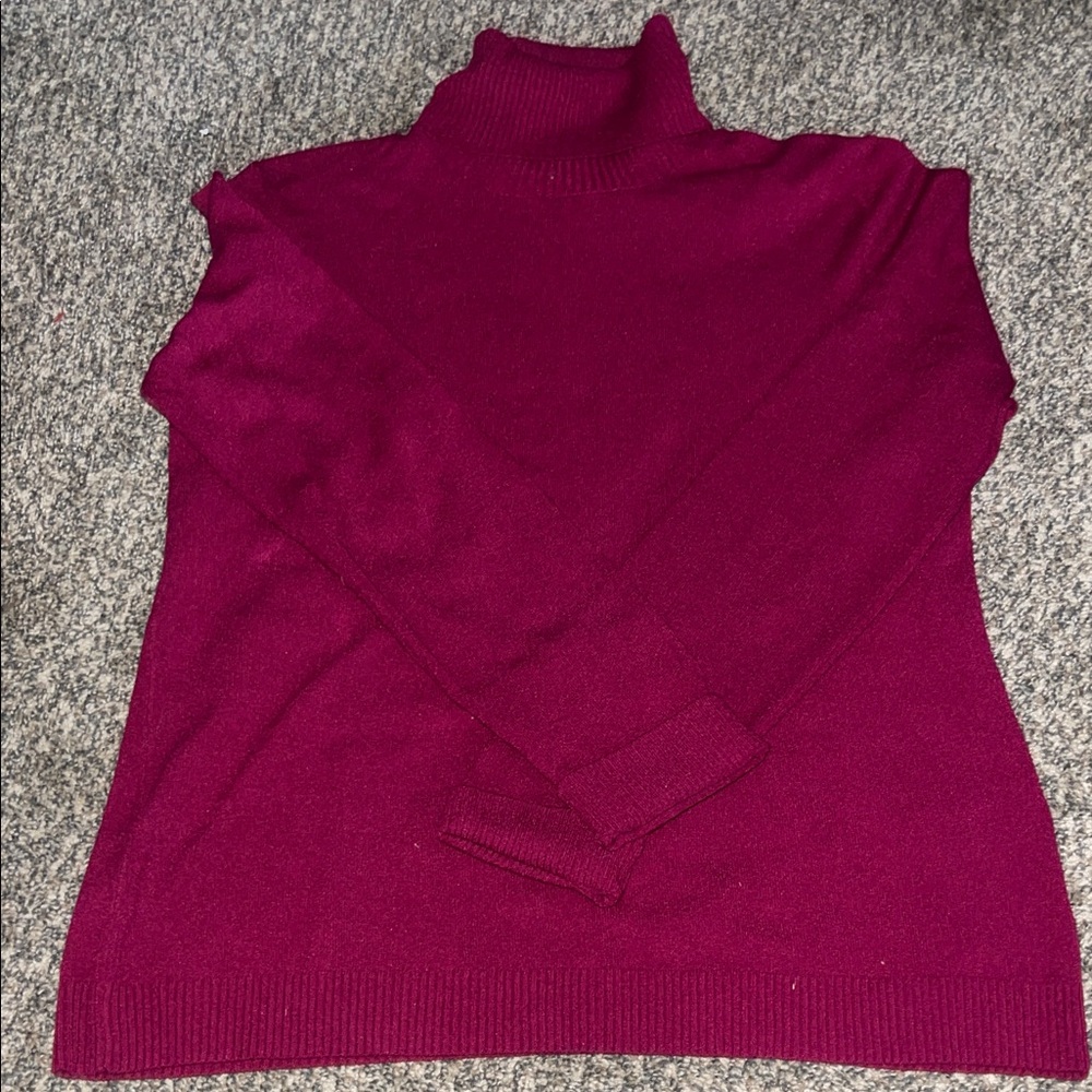 Petite Sophisticate Deep Red Turtleneck Sweater